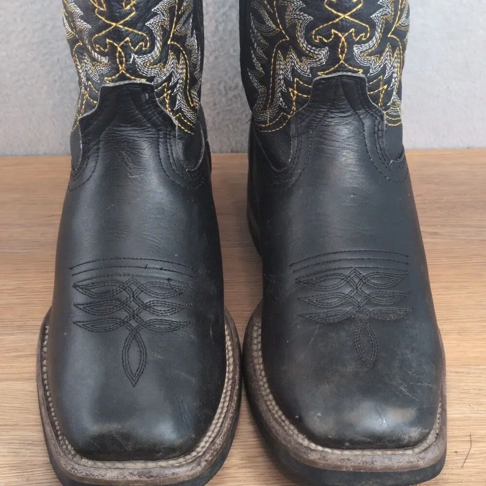 Old Corral Women's 9 25.5 Western Boots Black Leather Floral Embroidery Mexico